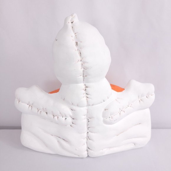 Handpainted Ghost w/ Jack O' Lantern Pumpkin Boo Mouth Ceramic Halloween Figure - Picture 4 of 8